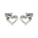 Silver 925 Rhodium Plated Open Hear Stud Earrings - STE00779 | Silver Palace Inc.