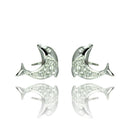 Silver 925 Rhodium Plated Dolphin CZ Stud Earrings - STE00905 | Silver Palace Inc.