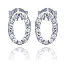 Silver 925 Rhodium Plated Round Oval Letter O CZ Stud Earrings - STE00505 | Silver Palace Inc.