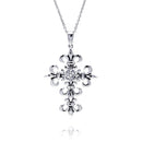 Silver 925 Rhodium Plated Celtic Cross Outline Pendant Necklace - STP00322 | Silver Palace Inc.