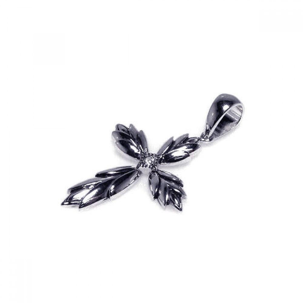 Closeout-Silver 925 Rhodium Plated Polished Cross Pendant Necklace - STP00324 | Silver Palace Inc.