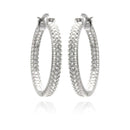 Silver 925 Rhodium Plated Micro Pave Clear CZ Hoop Earrings - ACE00061 | Silver Palace Inc.