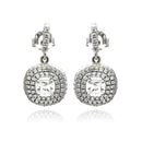 Silver 925 Rhodium Plated Micro Pave Clear CZ Round Dangling Stud Earrings - ACE00074 | Silver Palace Inc.