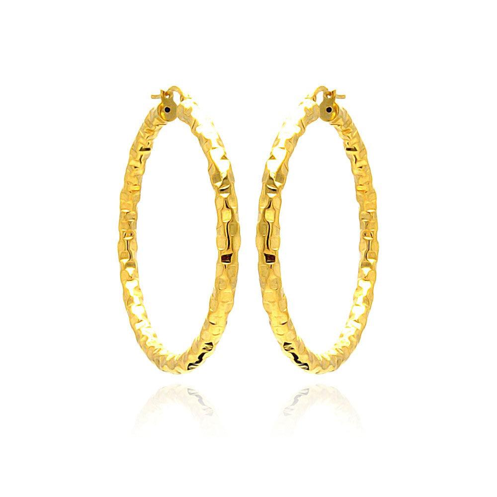 Closeout-Silver 925 Gold Plated Hoop Earrings - ITE00021GP | Silver Palace Inc.
