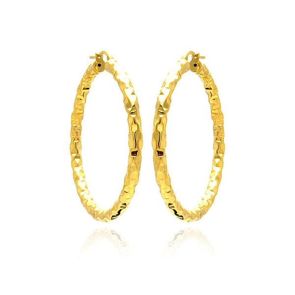 Closeout-Silver 925 Gold Plated Hoop Earrings - ITE00021GP | Silver Palace Inc.