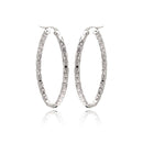 Closeout-Silver 925 Rhodium Plated Oval Hoop Earrings - ITE00022RH | Silver Palace Inc.