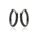 Closeout-Silver 925 Black Rhodium Plated Oval Hoop Earrings - ITE00024BLK | Silver Palace Inc.