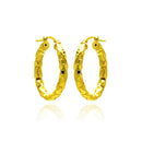 Closeout-Silver 925 Gold Plated Oval Hoop Earrings - ITE00024GP | Silver Palace Inc.