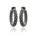 Closeout-Silver 925 Black Rhodium Plated Italian Hoop Earrings - ITE00029BLK | Silver Palace Inc.