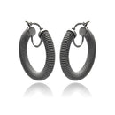 Closeout-Silver 925 Black Rhodium Plated Italian Hoop Earrings - ITE00030BLK | Silver Palace Inc.