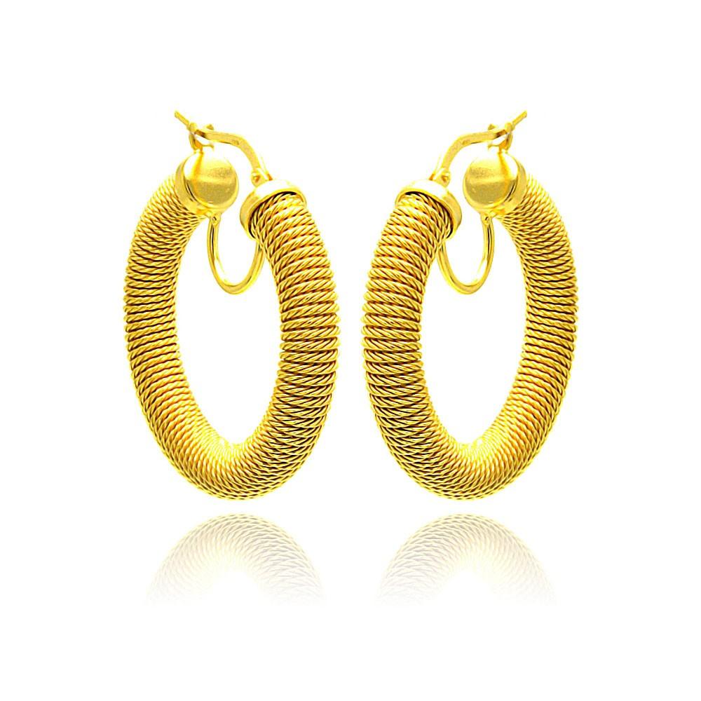 Closeout-Silver 925 Gold Plated Italian Hoop Earrings - ITE00030GP | Silver Palace Inc.