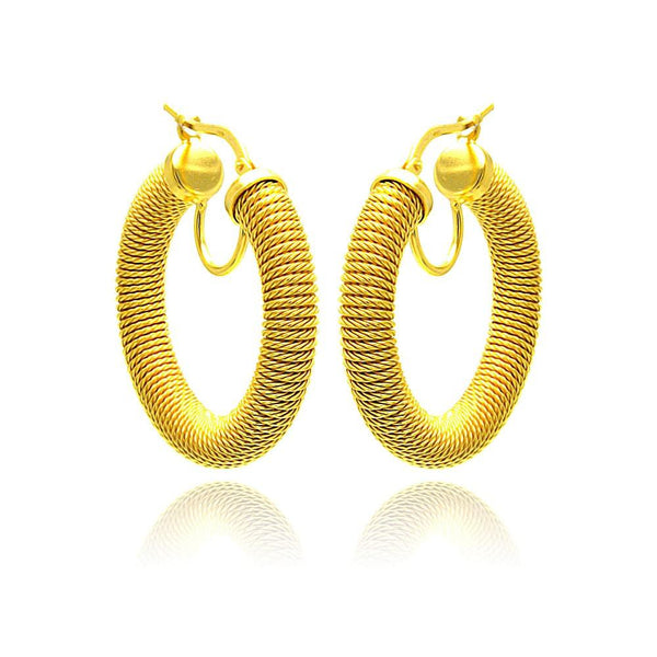Closeout-Silver 925 Gold Plated Italian Hoop Earrings - ITE00030GP | Silver Palace Inc.