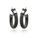Closeout-Silver 925 Black Rhodium Plated Italian Hoop Earrings - ITE00031BLK | Silver Palace Inc.