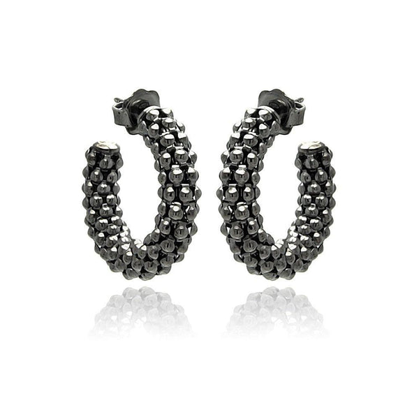 Closeout-Silver 925 Black Rhodium Plated Italian Crescent Stud Earrings - ITE00032BLK | Silver Palace Inc.