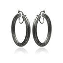 Closeout-Silver 925 Black Rhodium Plated Italian Hoop Earrings - ITE00033BLK | Silver Palace Inc.