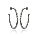 Closeout-Silver 925 Black Rhodium Plated Italian Fine Bead Hoop Earrings - ITE00037BLK | Silver Palace Inc.