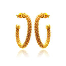 Closeout-Silver 925 Gold Plated Crescent Hoop Earrings - ITE00038GP | Silver Palace Inc.