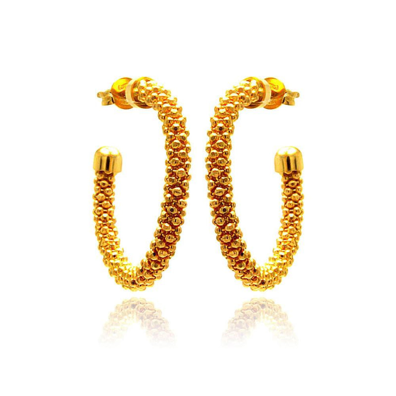 Closeout-Silver 925 Gold Plated Crescent Hoop Earrings - ITE00038GP | Silver Palace Inc.