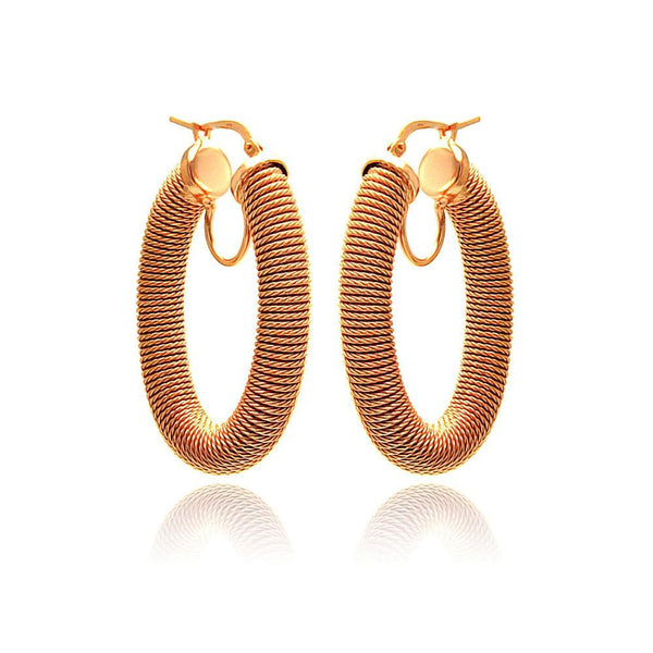 Closeout-Silver 925 Rose Gold Plated Hoop Earrings - ITE00041RGP | Silver Palace Inc.