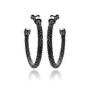Closeout-Silver 925 Black Rhodium Plated Hoop Earrings - ITE00042BLK | Silver Palace Inc.