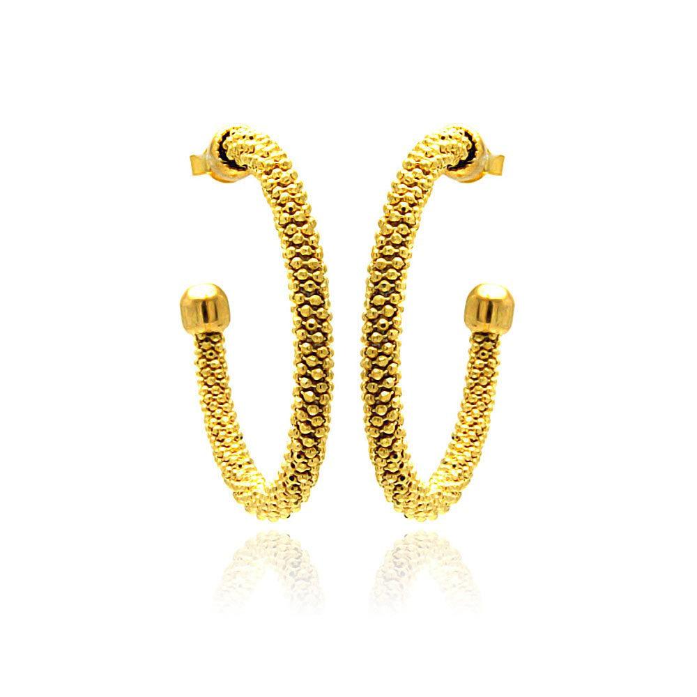 Closeout-Silver 925 Gold Plated Hoop Earrings - ITE00042GP | Silver Palace Inc.