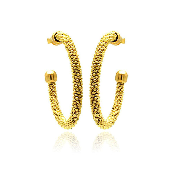 Closeout-Silver 925 Gold Plated Hoop Earrings - ITE00042GP | Silver Palace Inc.