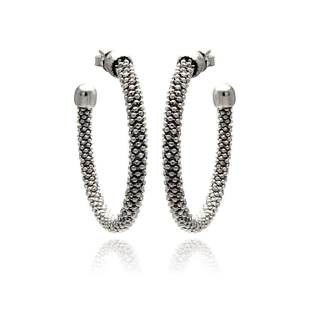 Closeout-Silver 925 Rhodium Plated Hoop Earrings - ITE00042RH | Silver Palace Inc.