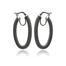 Closeout-Silver 925 Black Rhodium Plated Hoop Earrings - ITE00044BLK | Silver Palace Inc.