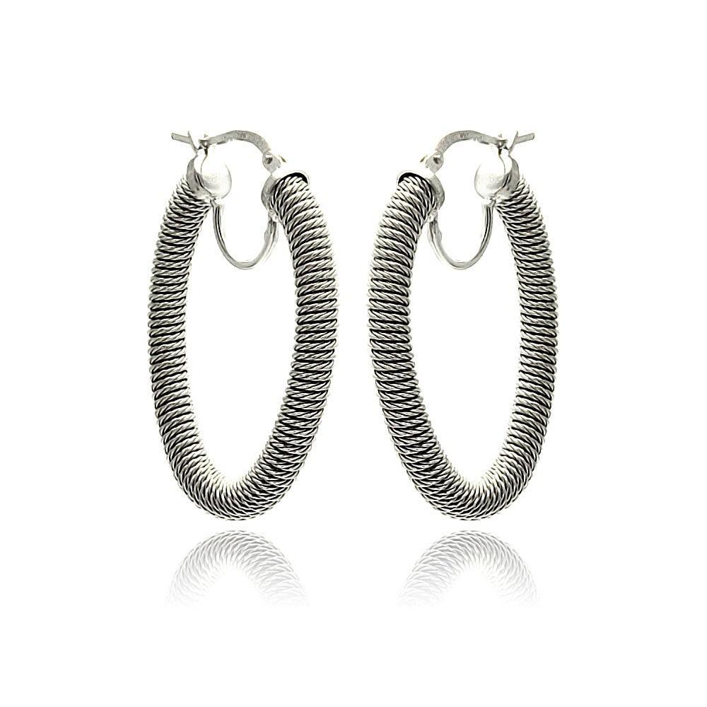 Closeout-Silver 925 Rhodium Plated Hoop Earrings - ITE00044RH | Silver Palace Inc.