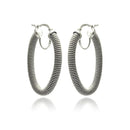 Closeout-Silver 925 Rhodium Plated Hoop Earrings - ITE00044RH | Silver Palace Inc.