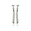 Closeout-Silver 925 Rhodium Plated Dangling Mesh Stud Earrings - ITE00046BLK | Silver Palace Inc.