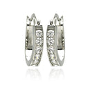 Silver 925 Rhodium Plated CZ Hoop Earrings - STE00076 | Silver Palace Inc.