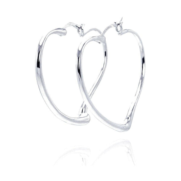 Silver 925 Rhodium Plated Heart Hoop Earrings - STE00585 | Silver Palace Inc.