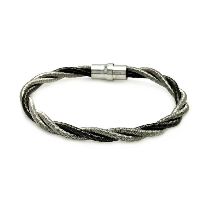 Closeout-Silver 925 Rhodium Black Rhodium Plated Twist Rope Italian Bracelet - ITB00008BLK-RH | Silver Palace Inc.
