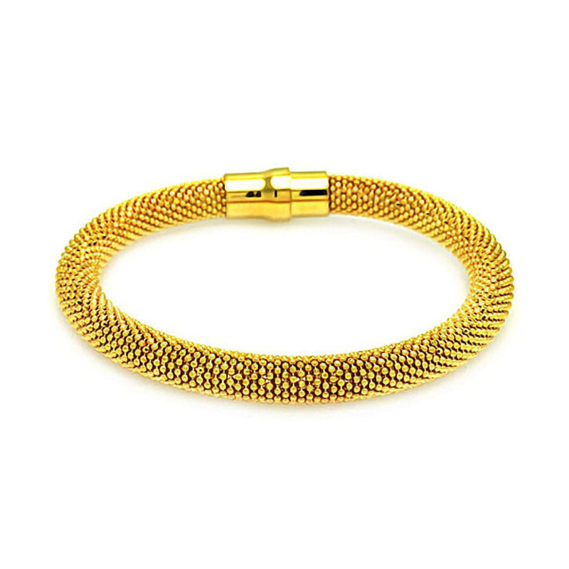 Closeout-Silver 925 Gold Plated Large Beaded Italian Bracelet - ITB00010GP | Silver Palace Inc.