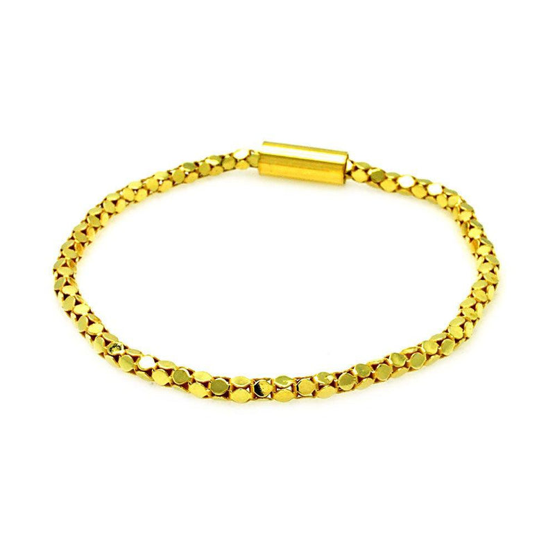 Closeout-Silver 925 Gold Plated Skinny Multi Circle Italian Bracelet - ITB00015GP | Silver Palace Inc.