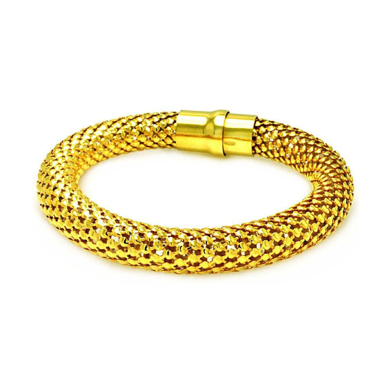 Closeout-Silver 925 Gold Plated Thick Beaded Italian Bracelet - ITB00018GP | Silver Palace Inc.