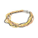 Closeout-Silver 925 Multi Tone Beaded Multi Strand Italian Bracelet - ITB00030TRI | Silver Palace Inc.