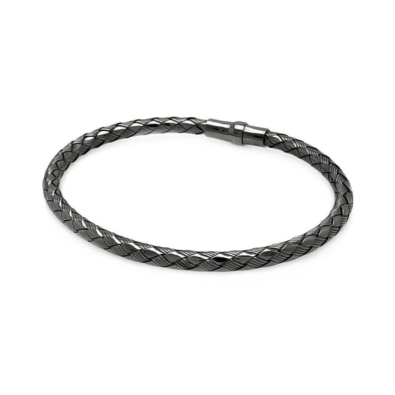Closeout-Silver 925 Black Rhodium Plated Italian Weave Design Bracelet - ITB00038BLK | Silver Palace Inc.