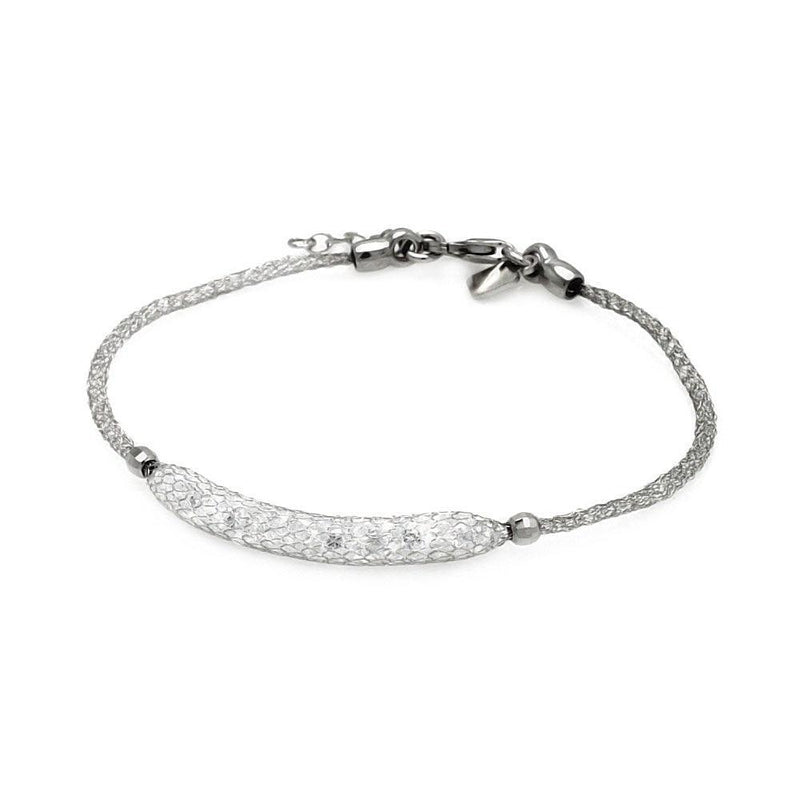 Closeout-Silver 925 Rhodium Plated Clear CZ Italian Bracelet - ITB00041RH | Silver Palace Inc.