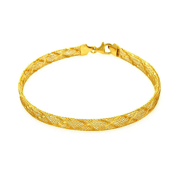 Closeout-Silver 925 Gold Plated Criss Cross Net Italian Bracelet - ITB00082GP | Silver Palace Inc.