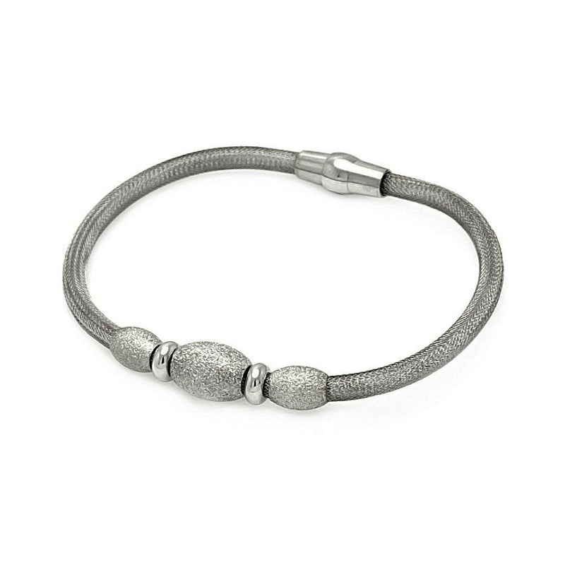 Closeout-Silver 925 Rhodium Plated 3 Shiny Beads Italian Bracelet - ITB00083RH | Silver Palace Inc.