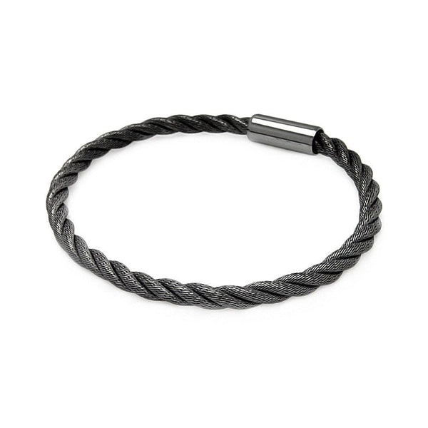 Silver 925 Black Rhodium Plated Rope Italian Bracelet - ITB00086BLK | Silver Palace Inc.
