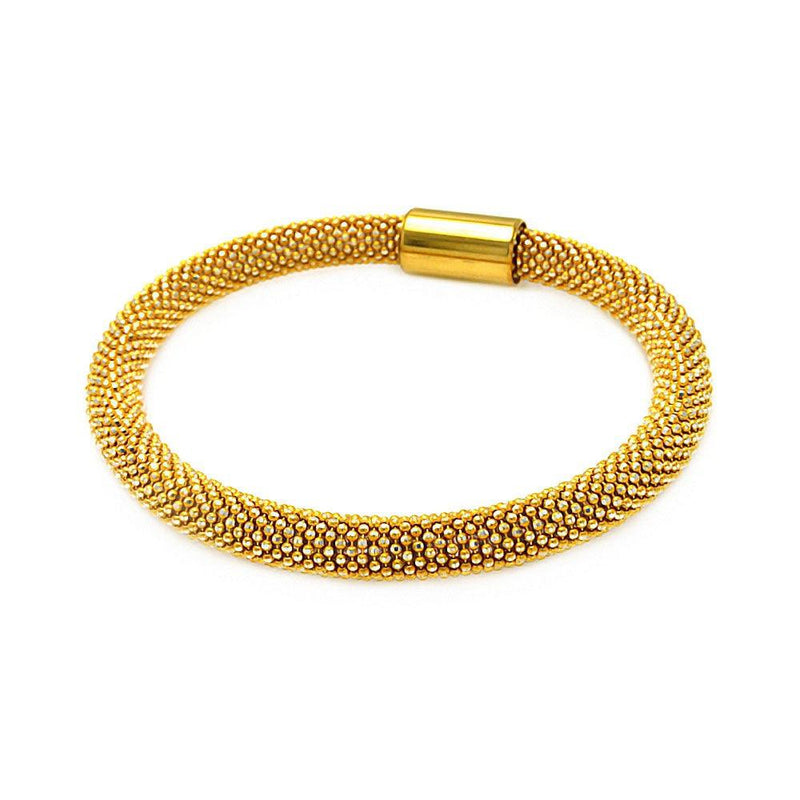 Closeout-Silver 925 Gold Plated Bead Italian Bracelet - ITB00091GP | Silver Palace Inc.