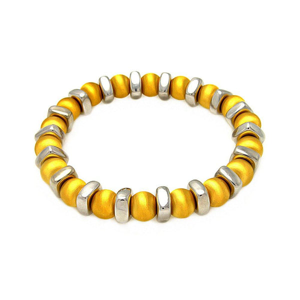 Closeout-Silver 925 Gold Plated Stretchable Bead Italian Bracelet - ITB00093GPO | Silver Palace Inc.
