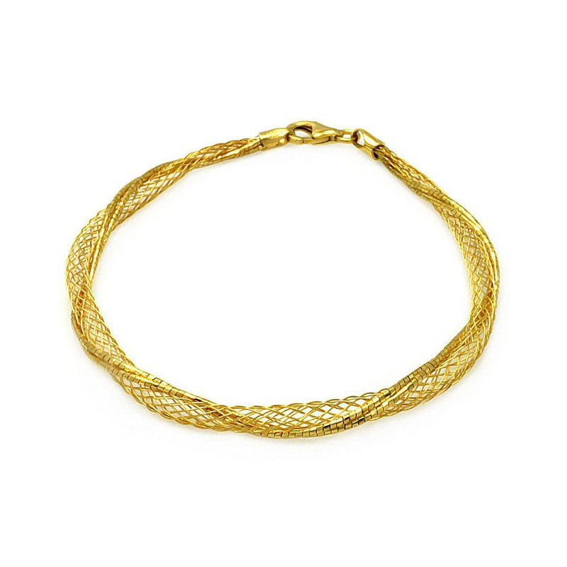 Closeout-Silver 925 Gold Plated Net Wrap Italian Bracelet - ITB00111GP | Silver Palace Inc.