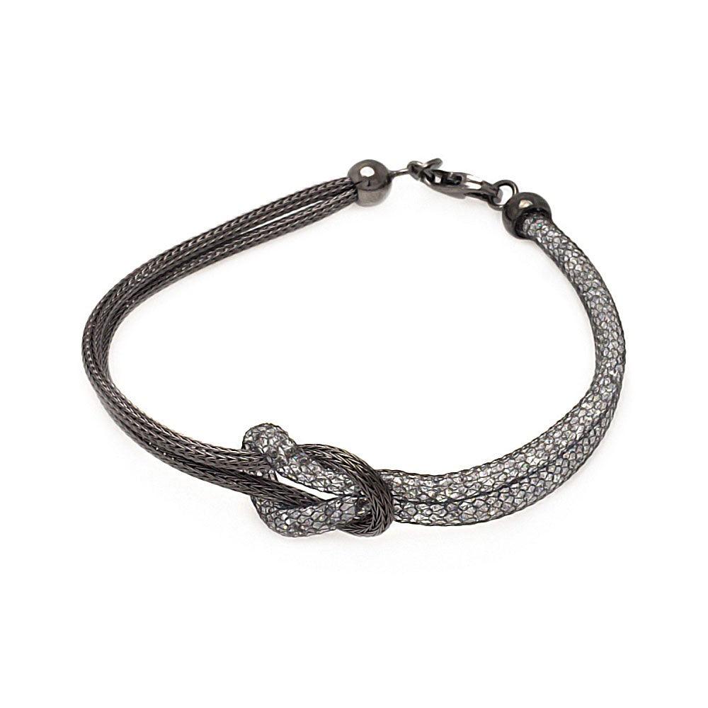 Silver 925 Black Rhodium Plated Knot Center Strand Swarovski Crystal I