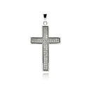 Silver 925 Rhodium Plated Cross Micro Pave CZ Dangling Pendant - ACP00030
