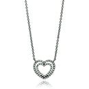 Silver 925 Black Rhodium Plated Open Double Heart CZ Necklace - BGP00693 | Silver Palace Inc.