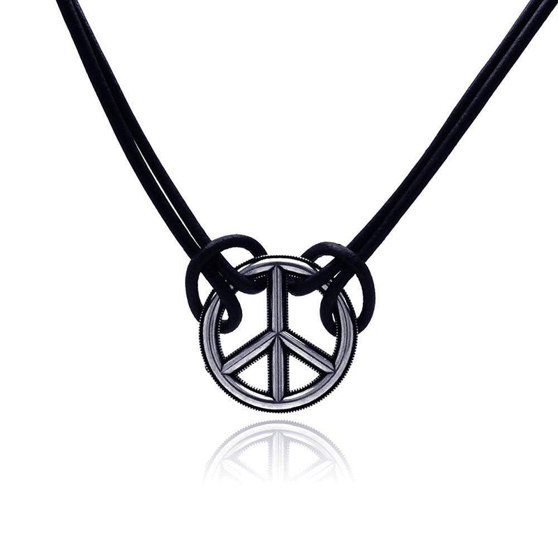 Silver 925 Oxidized Peace Necklace - OXN00003 | Silver Palace Inc.